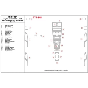 Toyota Corolla 2009-UP Basic Set, Manual Gearbox Doors Controls Interior BD Dash Trim Kit 2