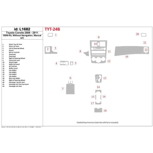 Toyota Corolla 2009-UP OEM Compliance, Without NAVI Interior BD Dash Trim Kit 2
