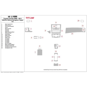 Toyota Corolla 2009-UP OEM Kit, Without NAVI, Automatic AC Interior BD Dash Trim Kit 2