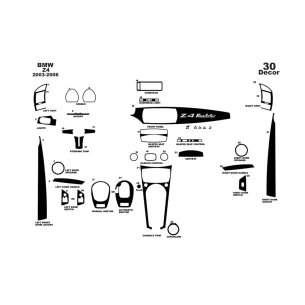 BMW Z4 E85 2003-2008 3D Interior Dashboard Trim Kit Dash Trim Dekor 30-Parts 2