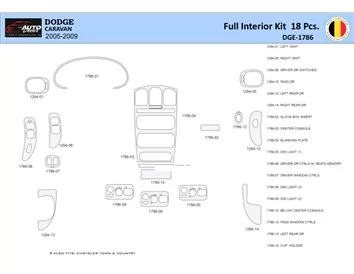 Dodge Caravan 2005-2007 Interior WHZ Dashboard trim kit 18 Parts - 1 - Interior Dash Trim Kit