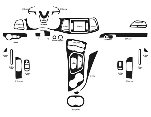 Dodge Challenger 2015-2023 Interior WHZ Dashboard trim kit 24 Parts - 1 - Interior Dash Trim Kit
