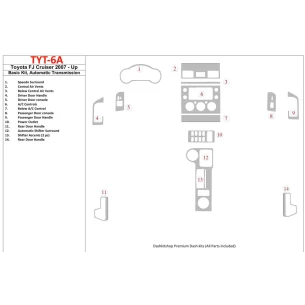 Toyota FJ Cruiser 2007-UP Basic Set, Automatic Gear Interior BD Dash Trim Kit 2
