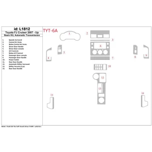 Toyota FJ Cruiser 2007-UP Basic Set, Automatic Gear Interior BD Dash Trim Kit