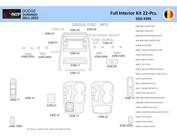 Dodge Durango WD 2011-2022 Interior WHZ Dashboard trim kit 22 Parts - 1 - Interior Dash Trim Kit