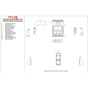 Toyota FJ Cruiser 2007-UP Basic Set, Manual Gear Box Interior BD Dash Trim Kit 2