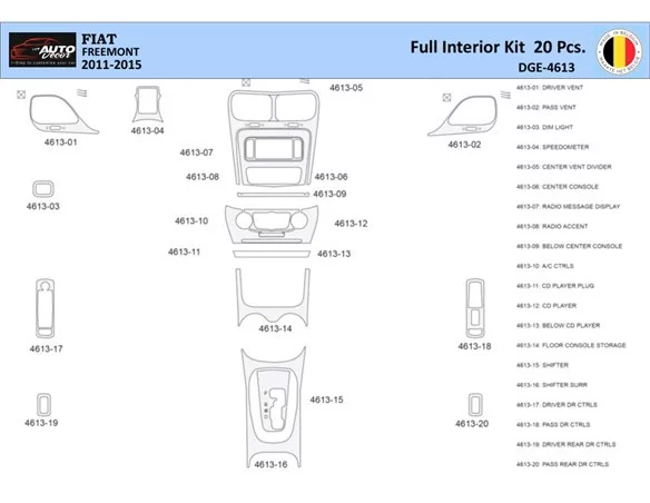 Fiat Freemont 2011-2015 Interior WHZ Dashboard trim kit 20 Parts - 1 - Interior Dash Trim Kit