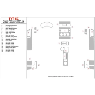 Toyota FJ Cruiser 2007-UP Full Set, Automatic Gear Interior BD Dash Trim Kit 2