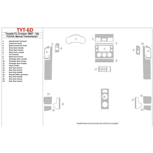 Toyota FJ Cruiser 2007-UP Full Set, Manual Gear Box Interior BD Dash Trim Kit 2