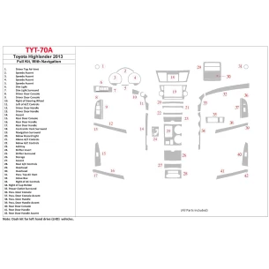 Toyota Highlander 2013-UP Full Set, Without NAVI Interior BD Dash Trim Kit