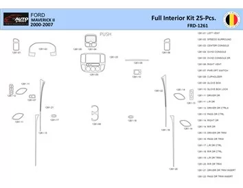 Ford Maverick II 2000-2005 Interior WHZ Dashboard trim kit 25 Parts - 1 - Interior Dash Trim Kit