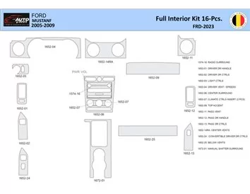 Ford Mustang 2005-2009 Interior WHZ Dashboard trim kit 16 Parts - 1 - Interior Dash Trim Kit