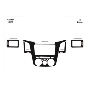 Toyota Hilux MK7 2004–2015 3D Interior Dashboard Trim Kit Dash Trim Dekor 5-Parts 2