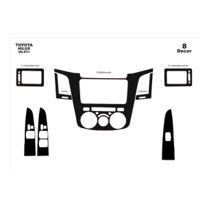 Toyota Hilux MK7 2004–2015 3D Interior Dashboard Trim Kit Dash Trim Dekor 8-Parts 2