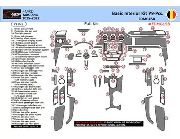 Ford Mustang 2015-2023 Interior WHZ Dashboard trim kit 67 Parts - 1 - Interior Dash Trim Kit