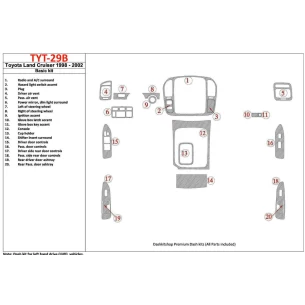 Toyota Land Cruiser 1998-2002 Basic Set, 20 Parts set Interior BD Dash Trim Kit 2