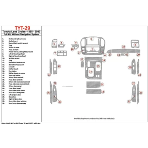 Toyota Land Cruiser 1998-2002 Without NAVI system, 31 Parts set Interior BD Dash Trim Kit 2