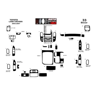 Toyota Land Cruiser 2003-2007 3D Interior Dashboard Trim Kit Dash Trim Dekor 33-Parts 2