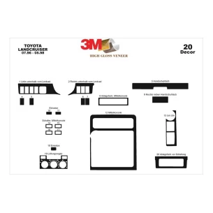 Toyota Landcruiser 07.96-04.98 3D Interior Dashboard Trim Kit Dash Trim Dekor 20-Parts 2