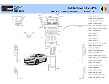 Honda Civic XI 2015-2021 Interior WHZ Dashboard trim kit 26 Parts - 1 - Interior Dash Trim Kit