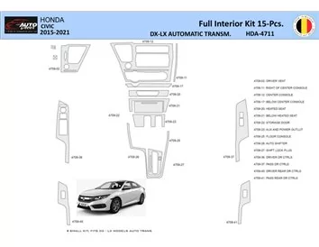 Honda Civic XI 2015-2021 Interior WHZ Dashboard trim kit 15 Parts - 1 - Interior Dash Trim Kit