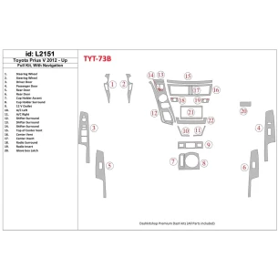 Toyota Pius V 2012-UP Full Set, With NAVI Interior BD Dash Trim Kit