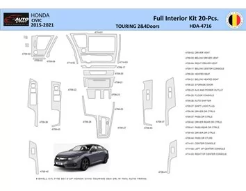 Honda Civic XI 2015-2021 Interior WHZ Dashboard trim kit 20 Parts - 1 - Interior Dash Trim Kit