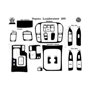 Toyota Prado 01.97-12.00 3D Interior Dashboard Trim Kit Dash Trim Dekor 15-Parts 2