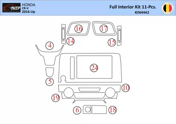 Honda CR-V 2016-2022 Interior WHZ Dashboard trim kit 16 Parts - 1 - Interior Dash Trim Kit