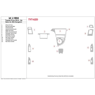 Toyota Prius 2010-UP Basic Set, With NAVI system Interior BD Dash Trim Kit
