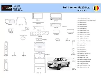 Honda Ridgeline YK1 2009-2017 Interior WHZ Dashboard trim kit 27 Parts - 1 - Interior Dash Trim Kit