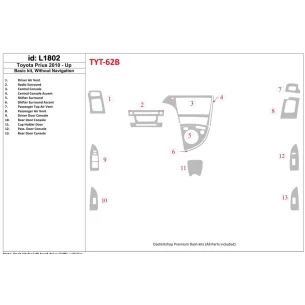 Toyota Prius 2010-UP Basic Set, Without NAVI Interior BD Dash Trim Kit