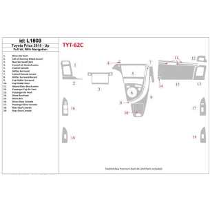 Toyota Prius 2010-UP Full Set, With NAVI system Interior BD Dash Trim Kit