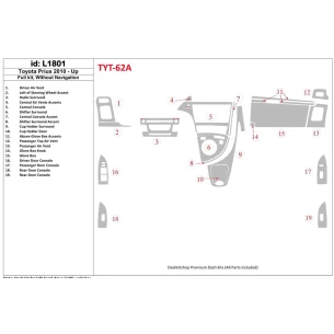 Toyota Prius 2010-UP Full Set, Without NAVI Interior BD Dash Trim Kit
