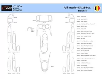 Hyundai Accent 2005-2011 Interior WHZ Dashboard trim kit 23 Parts - 1 - Interior Dash Trim Kit