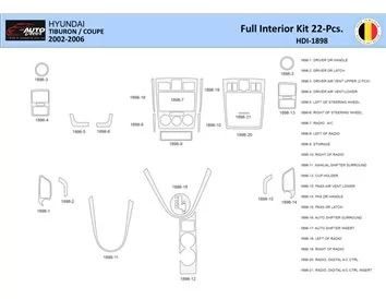 Hyunda Coupe 2004-2008 Interior WHZ Dashboard trim kit 22 Parts - 1 - Interior Dash Trim Kit