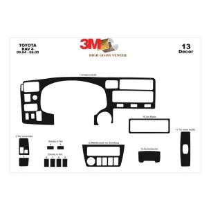 Toyota Rav 4 XA10 09.94-09.00 3D Interior Dashboard Trim Kit Dash Trim Dekor 13-Parts 2