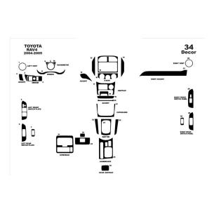 Toyota Rav 4 XA20 11.03-12.04 3D Interior Dashboard Trim Kit Dash Trim Dekor 34-Parts 2