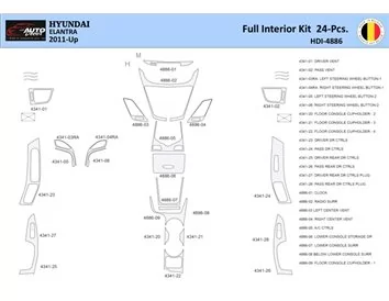 Hyundai Elantra 2010-2015 Interior WHZ Dashboard trim kit 24 Parts - 1 - Interior Dash Trim Kit