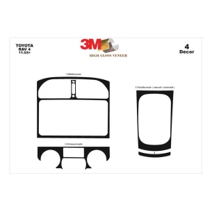 Toyota Rav 4 XA20 11.03-12.04 3D Interior Dashboard Trim Kit Dash Trim Dekor 4-Parts 2