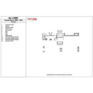 Toyota RAV-4 1996-1997 2 Doors, 17 Parts set Interior BD Dash Trim Kit 2