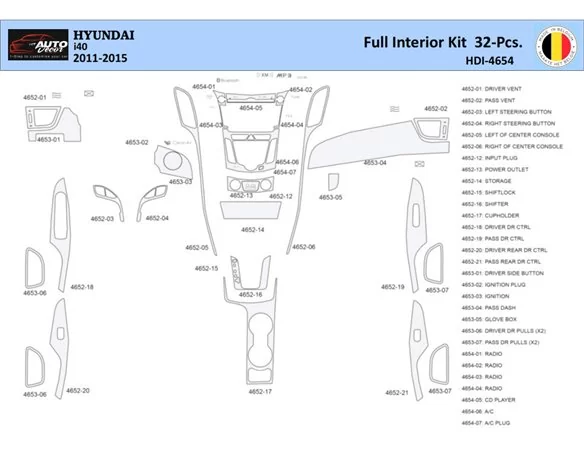 Hyundai i40 2011-2015 Interior WHZ Dashboard trim kit 32 Parts - 1 - Interior Dash Trim Kit