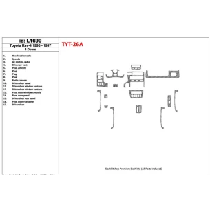 Toyota RAV-4 1996-1997 4 Doors, 17 Parts set Interior BD Dash Trim Kit