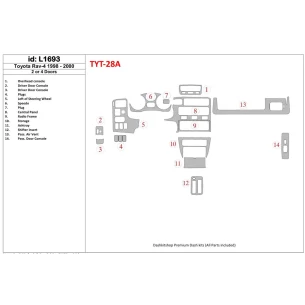Toyota RAV-4 1998-2000 4 Doors, 20 Parts set Interior BD Dash Trim Kit 2