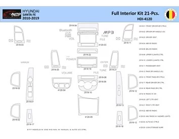 Hyundai Santa Fe 2010-2012 Interior WHZ Dashboard trim kit 21 Parts - 1 - Interior Dash Trim Kit