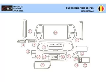 Hyundai Santa Fe 2019-2022 Interior WHZ Dashboard trim kit 21 Parts - 1 - Interior Dash Trim Kit
