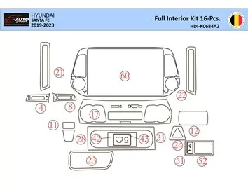 Hyundai Santa Fe 2019-2022 Interior WHZ Dashboard trim kit 31 Parts - 1 - Interior Dash Trim Kit