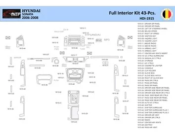 Hyundai Sonata 2006-2008 Interior WHZ Dashboard trim kit 43 Parts - 1 - Interior Dash Trim Kit