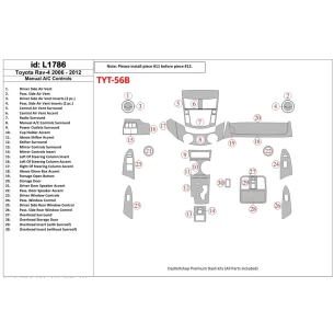 Toyota RAV-4 2006-UP Manual Gearbox A/C Controls Interior BD Dash Trim Kit 2