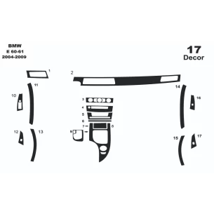 BMW 5-Series E60 2003-2008 3D Interior Dashboard Trim Kit Dash Trim Dekor 17-Parts 2